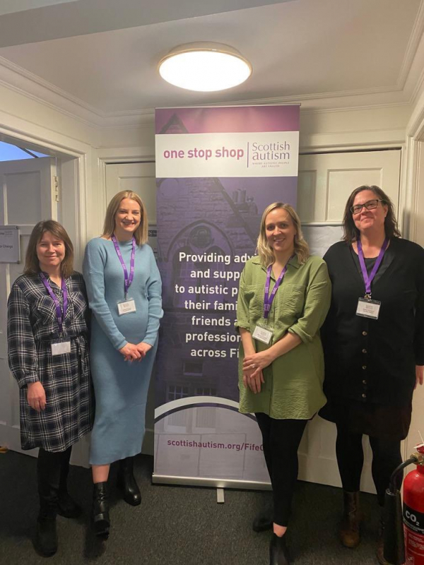 Photograph shows Jackie Cassels, Joanna Panese, Rebecca Goodsir & Aileen Paterson at Scottish Autism's One Stop Shop in Kirkcaldy