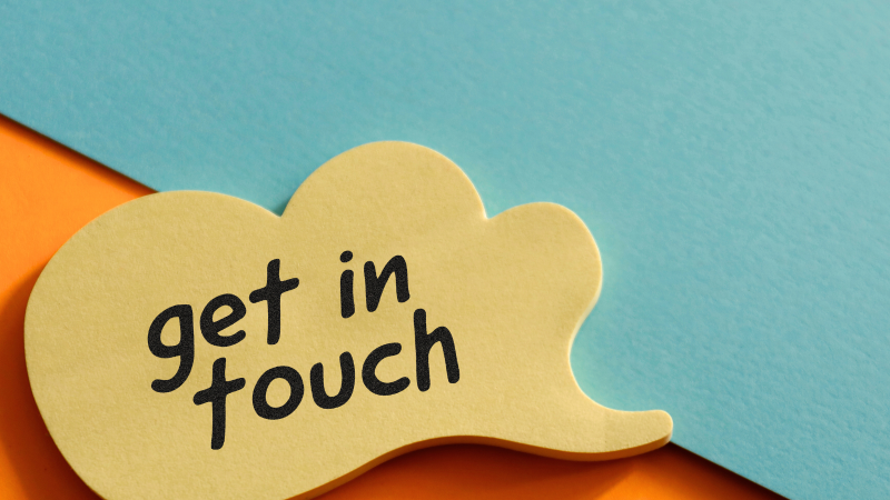 Image is of and abstract piece of paper, with the text 'Get in touch'