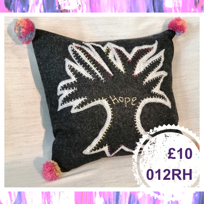A small square hope cushion, £10, 012RH