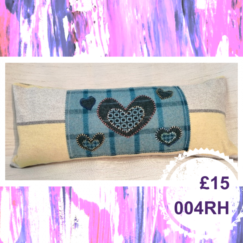 A long cushion with love hearts, £15, 004RH