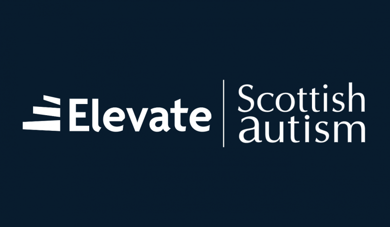 Image is the Elevate logo and Scottish Autism logo