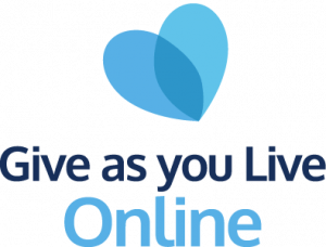 Image is of the Give as you Live Online logo with a blue heart graphic