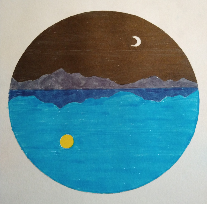Day and night pen drawing