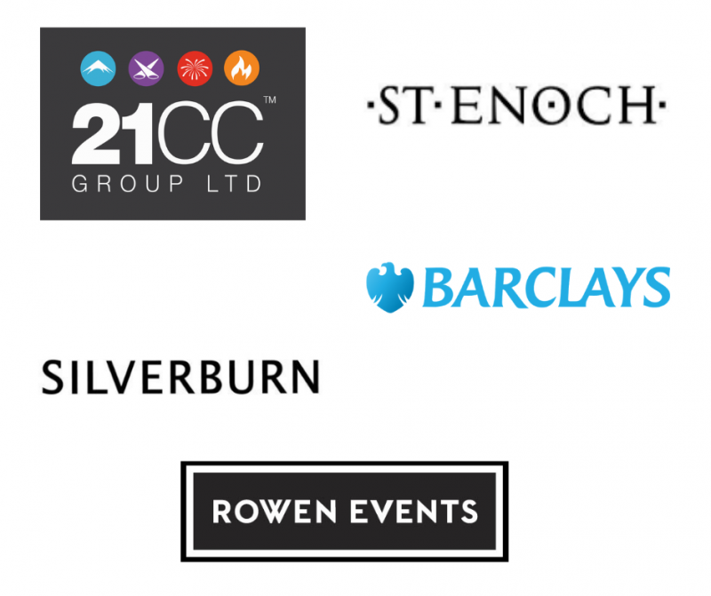 Image of logos including 21CC Group, Barclays, Silverburn, St. Enoch, Rowen Events