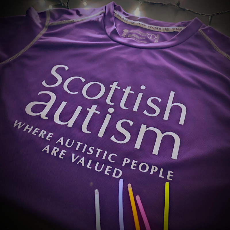 Scottish Autism supporter tshirt, glow sticks