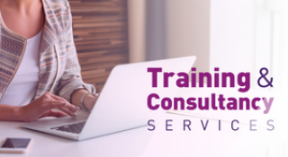 Training and Consultancy Logo with someone working on a laptop