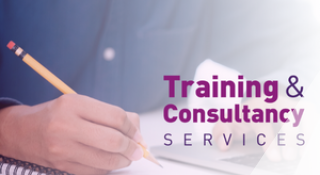 Training and Consultancy Logo with someone working on a laptop